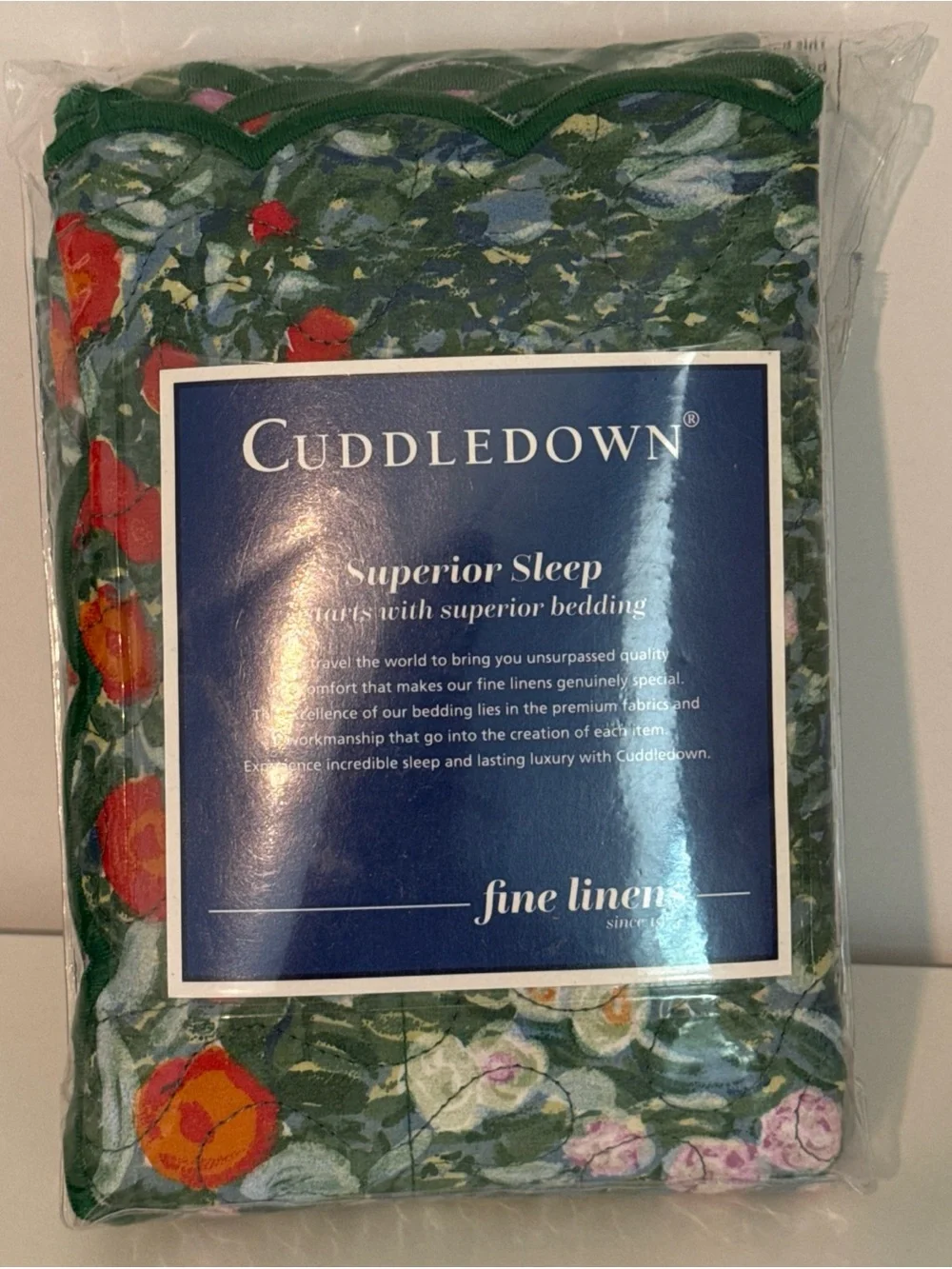 1 Cuddledown Floral Monet Quilted Sham Scalloped Multicolored standard